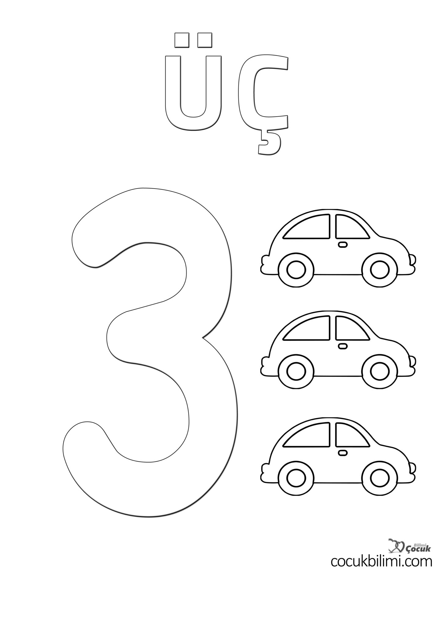Arabalı Sayı Boyama Sayfaları Çocuk Bilimi [İNDİR ve YAZDIR]