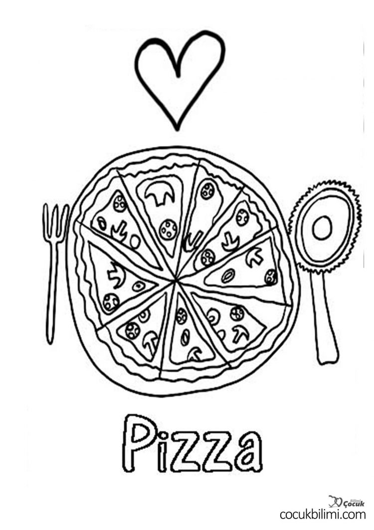 Pizza Boyama Sayfaları Çocuk Bilimi [İNDİR ve YAZDIR]